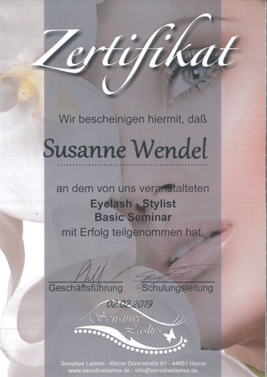 Zertifikat Wimpern