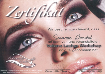 zertifikat Lashes